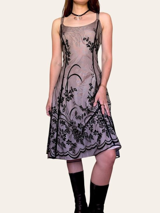 dressbarn Dresses & Skirts - Dressbarn 2000s/2010s blush/black mesh dark fairy semi-formal dress Medium